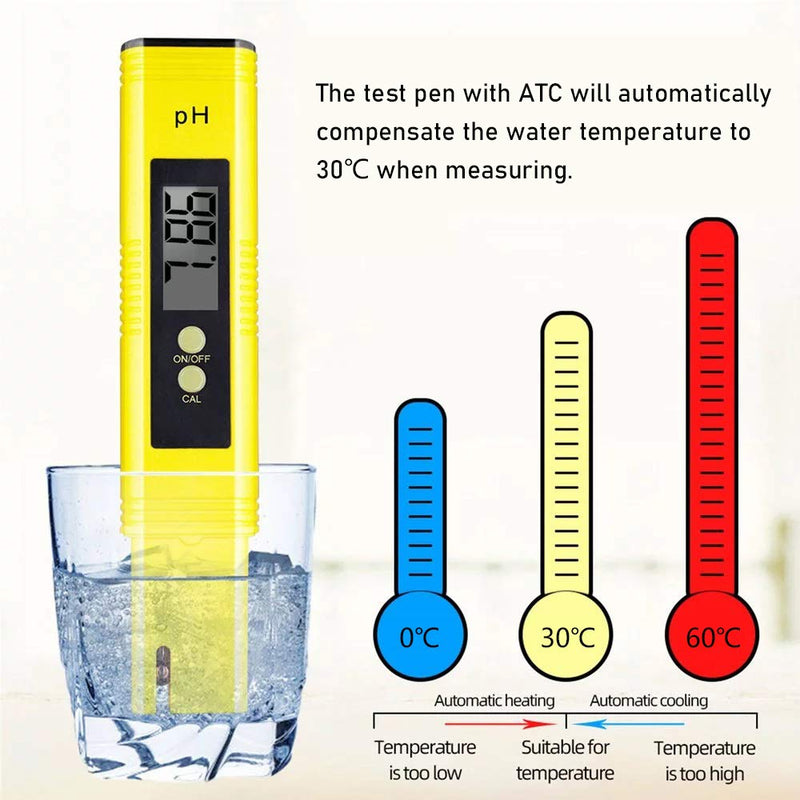 Digital pH Meter Tester with ATC - 0-14 PH Measurement Range, ±0.01 pH Accuracy, Automatic Calibration - Pocket Size PH Meter for Drinking Water, Swimming Pool, Aquarium, Wine, Lab