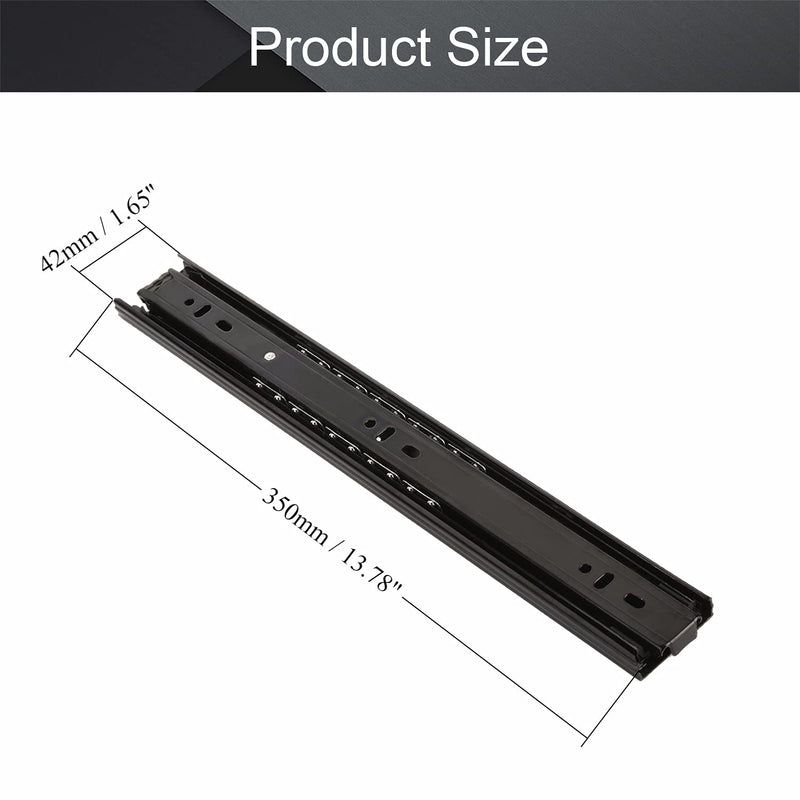MroMax 14-Inch Cold Rolled Steel Drawer Slides, Full Extension Ball Bearing Slide Track Rail 42mm Wide 100lb Capacity Black 1 Pair