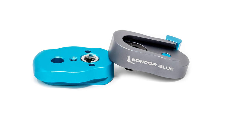 KONDOR BLUE Mini Quick Release Plate for Camera Tripod, Gimbal, Video Monitor, Magic Arm, Flash Bracket, Stabilizer | Arri 3/8" Mount and 1/4" Threads (Blue | Gray) Blue | Gray