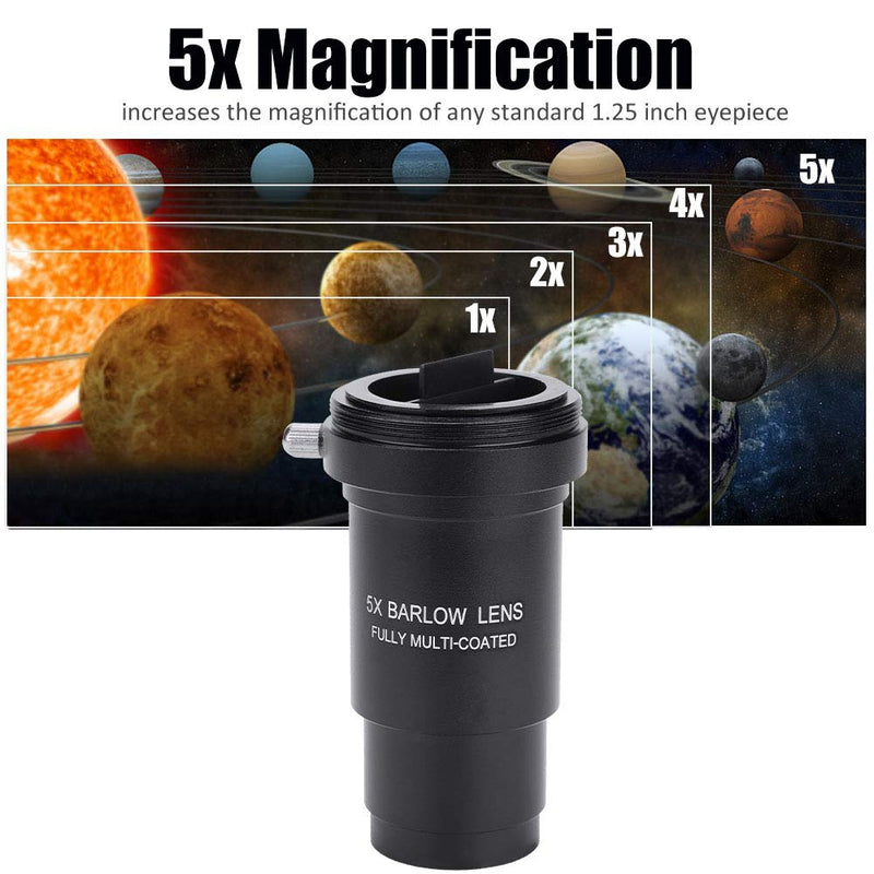 Diyeeni Barlow Lens,Multi-Coated 1.25" 5X Barlow Lens M42 Thread for 31.7mm Telescopes Eyepiece,no Chromatic Aberration