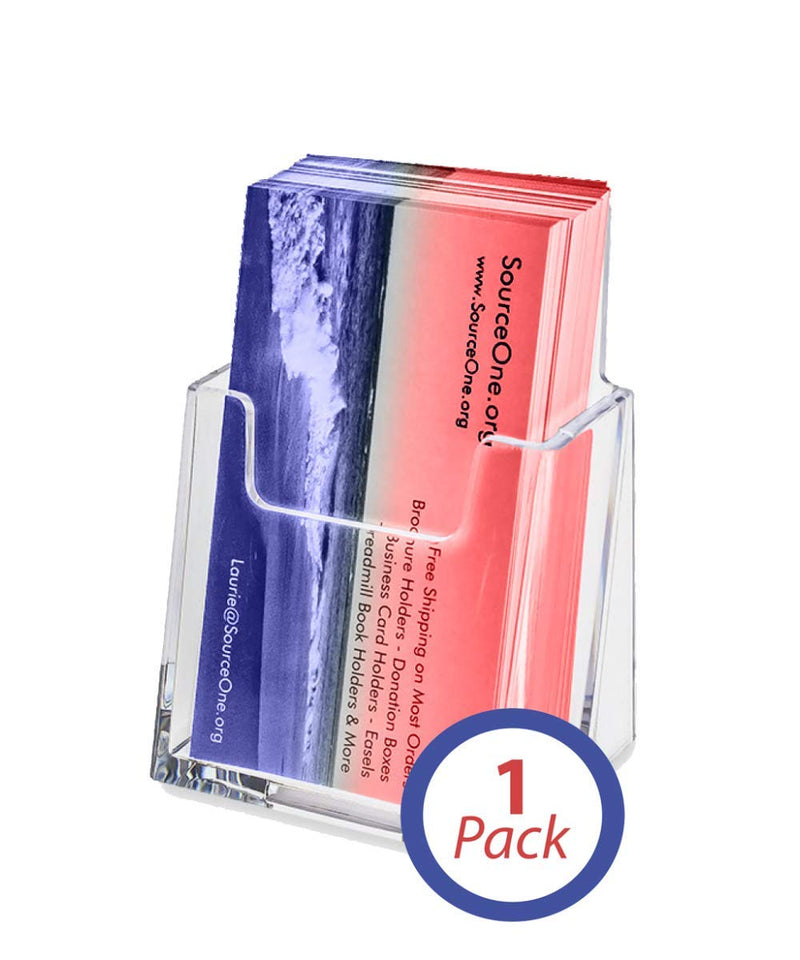 SOURCEONE.ORG Premium Vertical Clear Business Card Holder, Slant Back 1 Pack