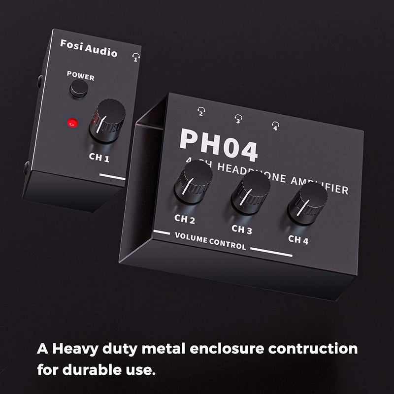 [AUSTRALIA] - Fosi Audio PH04 4 Channel Headphone Amplifier Stereo Audio Amp with 12V 1.5A Power Adapter Ultra-Compact Portable Headphone Splitter for Studio and Stage 