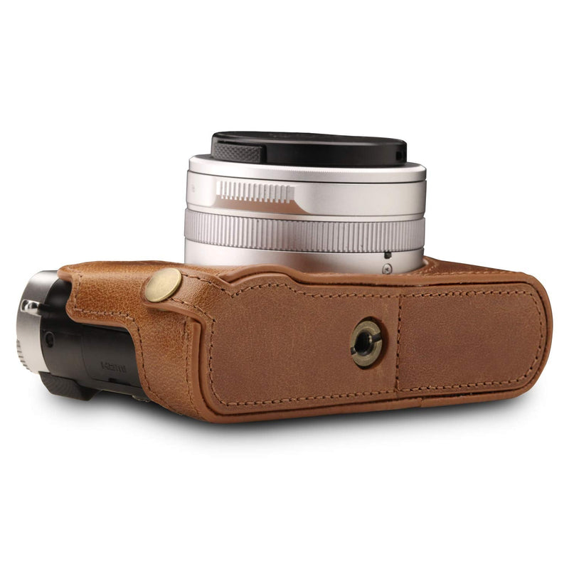 MegaGear Ever Ready Genuine Leather Camera Half Case Compatible with Leica D-Lux 7 Brown