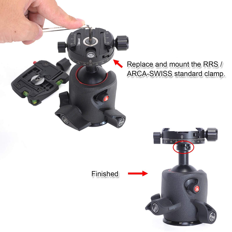 iShoot Tripod Head Clamp Adapter Converter Compatible with & for ARCA-Swiss Fit Clamp Use to Tripod Ball Head of Gitzo 82TQD 82QD, Manfrotto MH490 492 494 496 498, MH054 055 057 Series, MHXPRO Series