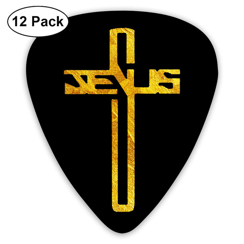 Christian Jesus Cross Flat Guitar Pick Electric Acoustic Mandolin Bass Picks 351 Shape Classic 12 Pack