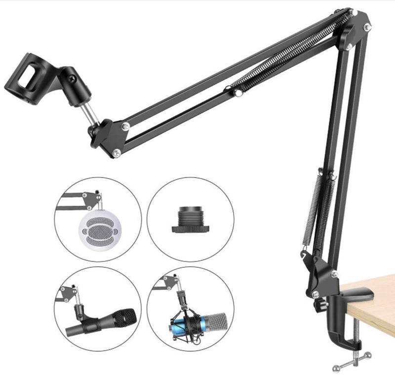 [AUSTRALIA] - Microphone Arm Stand Desk Adjustable Compact Microphone Suspension Boom Scissor Arm Stand For Blue Yeti,Blue Snowball iCE, Professional Streaming, Voice-Over, Recording, Games Black 