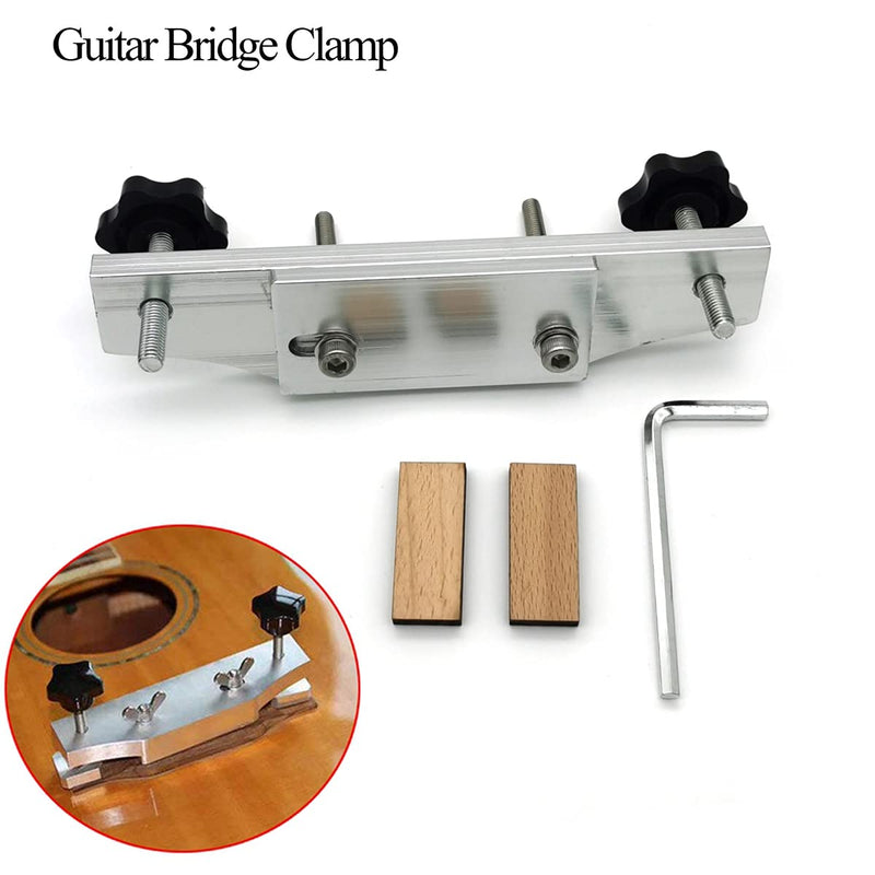Alnicov Guitar Bridge Clamp,Metal Guitar Bridge Replace Caul Clamp With L Wrench for Luthier Universal Repair Tool