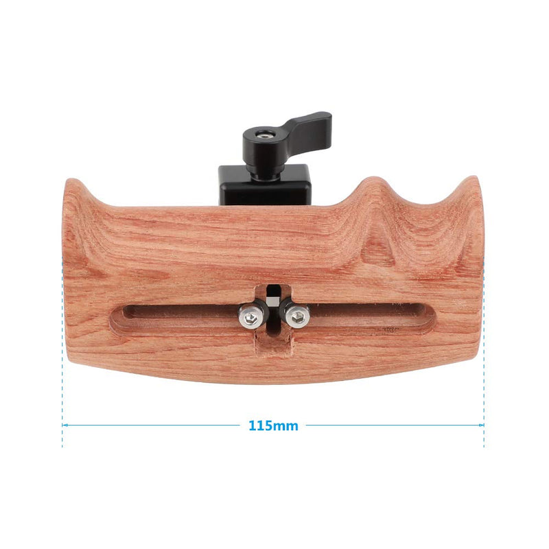 CAMVATE Wooden Handle Grip with NATO Clamp Connection for DSLR Camera Cage Rig (Swith to Fit Right/Left Hand)