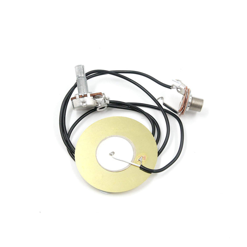 FarBoat Pickup Piezo 50mm Sensitive Transducer Self-Adhesive Prewired Amplifier Wiring Kit 6.35mm/ 1/4" Output Jack for Acoustic Guitar, Cigar Box Guitar, Ukulele, Mandolin