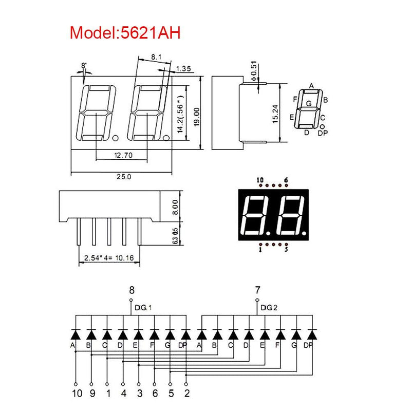 DAOKI 10PCS LED Display 7 Segment 1Bit 2Bit 3Bit 4Bit Common Cathode 10PIN Red Light for Arduino,DIY + Jump Wire