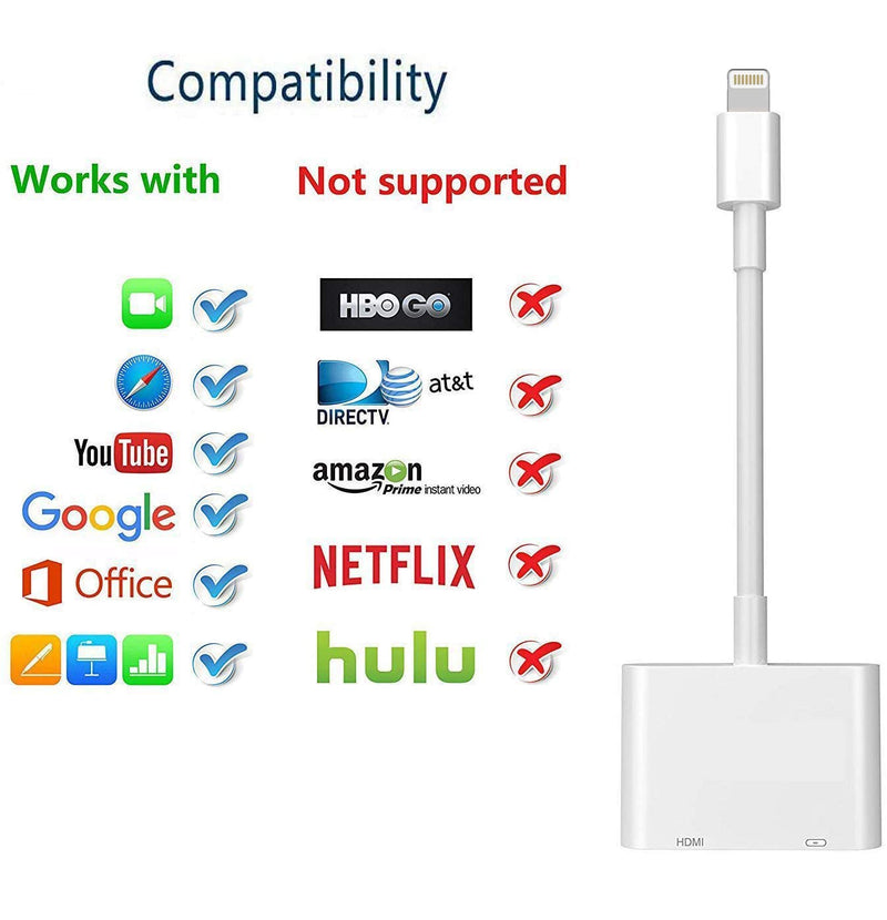 Wahbite iPhone to HDMI Adapter, Lightning to HDMI Cord for iPhone 12/11/XS/XR/X/8/7/SE iPad to HD TV/Monitor/Projector