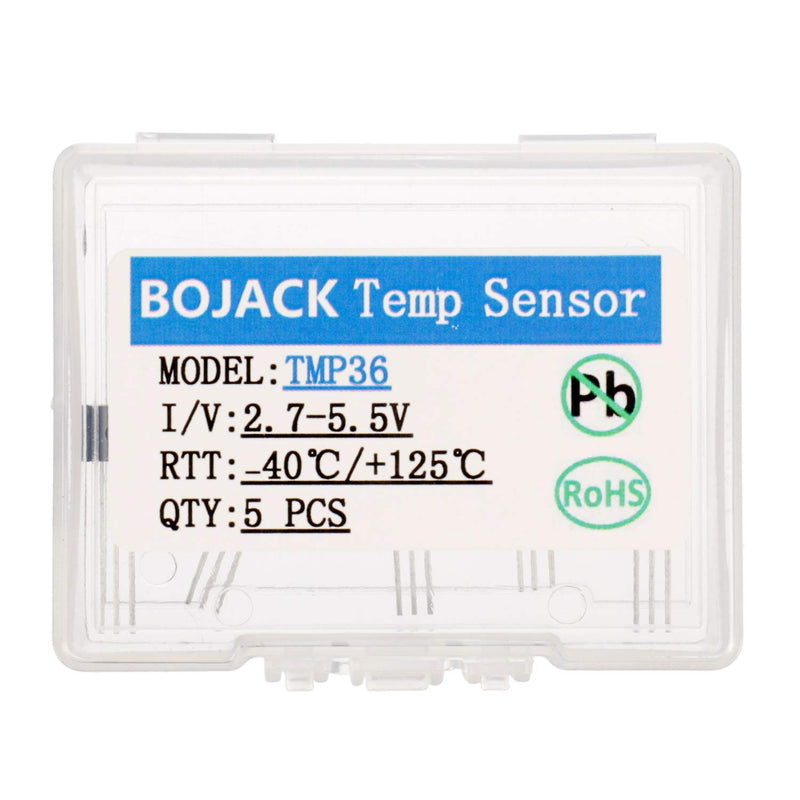 BOJACK TMP36 Temperature Sensors 3 Pin TMP36GZ High Precision Celsius Temperature Sensor (Pack of 5 Pcs)