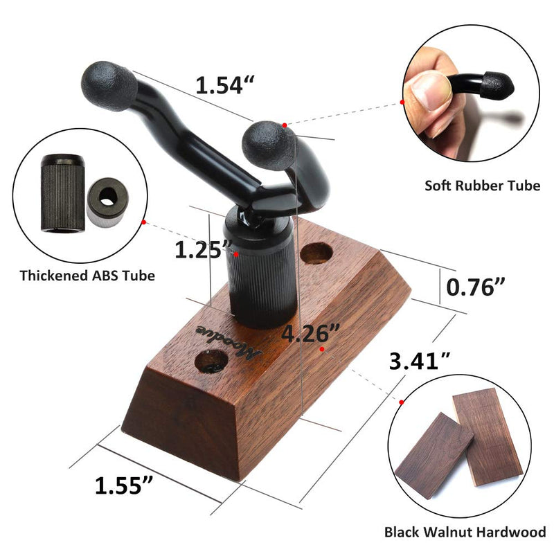 Ukulele Wall Mount Hanger, Moodve Ukulele Holder Stand For Wall Fits Ukulele/Mandolin/Banjo, Ukulele Hanger Display For Concert, Home, Studio, Exhibition (Black Walnut) Black 1pcs