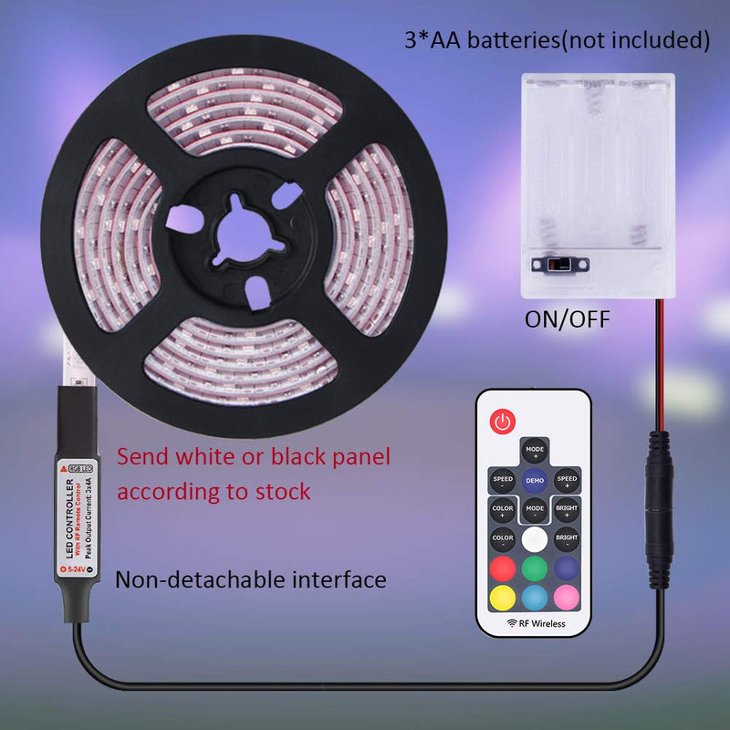 [AUSTRALIA] - LED Strip Lights Battery Powered abtong RGB LED Battery Lights 17 Keys Remote Control 2PCS 6.56FT Waterproof LED Lights Strip Color Changing Flexible LED Rope Lights Kit for TV Party Home Decoration 