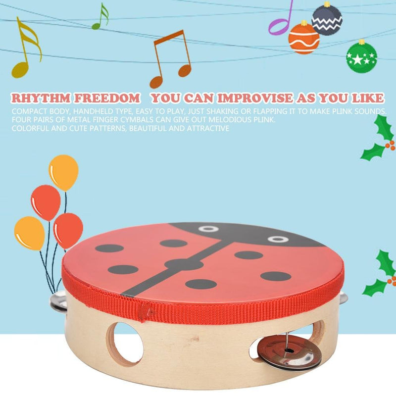 Dilwe Wood Tambourine, 6 inch Wooden Handheld Tambourine Hand Drum Bell Musical Percussion Instrument Toy Gift #1