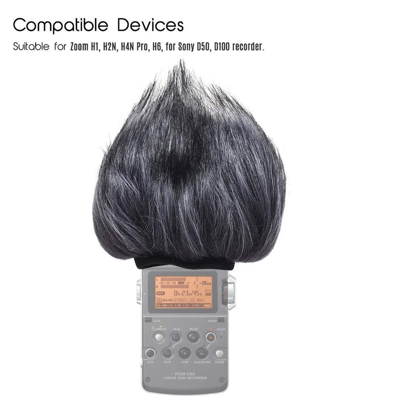 ORETG45 Microphone Windscreen, Furry Windscreen Wind Shield Mic Windshield Muff Fur Custom Fit for ZOOM H4N/H2N Condenser Microphone Grey White
