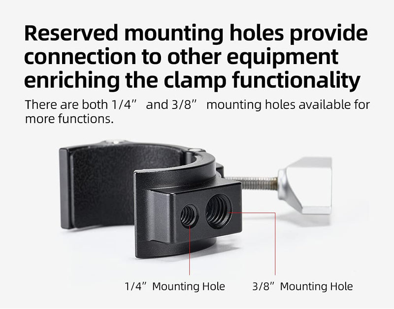 SunwayFoto Titan Tube Clamp CC-01 Accessory / Magic Arm Mount w 1/4" & 3/8" Sockets Ideal for 32mm & 36mm Legs