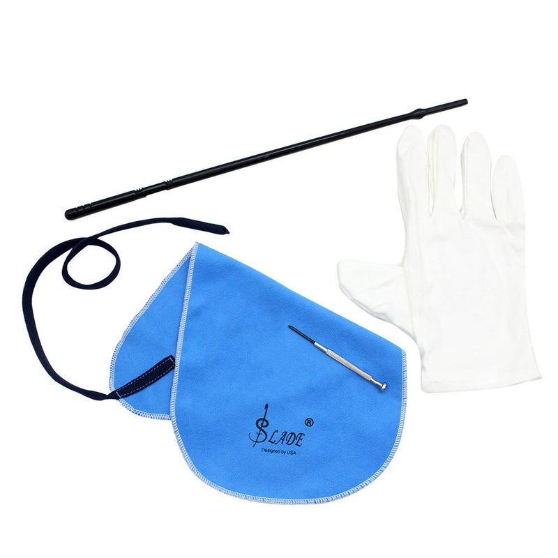 Andoer Flute Cleaning Kit Set with Cleaning Cloth Stick Screwdriver Gloves