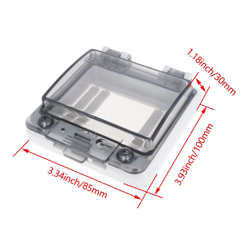 Heyiarbeit 4 Way Distribution Protection Box, IP67 ABS Transparent Cover for Circuit Breaker Indoor/Outdoor on The Wall 3.94" x 3.35" x 1.18"(100 x 85 x 30mm)