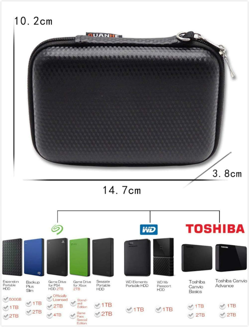 Portable External Hard Drive Case 2.5 Inch, Shockproof Protective EVA Case Travel Bag for Hard Drive,Flash Drive,Cable, Electric Accessories