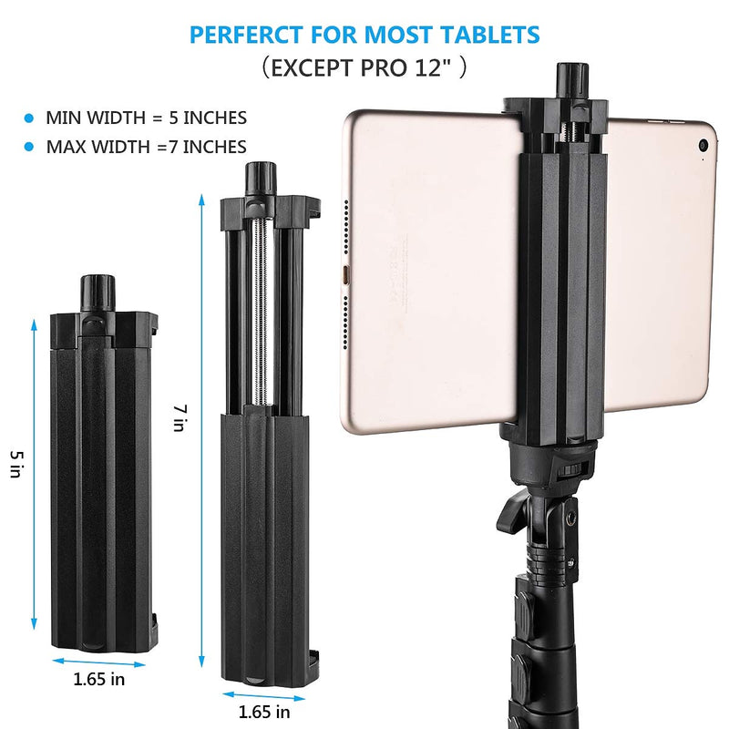 iPad and Phone Tripod Mount, iPad and Cell Phone Mount for Tripod/Selfie Stick/Monopod/Tabletop Tripod Stand,Compatible with iPad,iPad Mini,iPad Air and Cell Phones