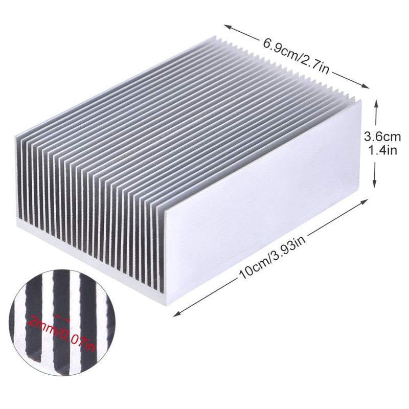 Aluminum Heat Sink, Heatsink Module Cooler Fin for High Power Led Amplifier Transistor Semiconductor Devices with 23 pcs Fins 3.93"(L) x 2.71"(W) x 1.41"(H) / 100mm (L) x 69mm(W) x 36mm(H)