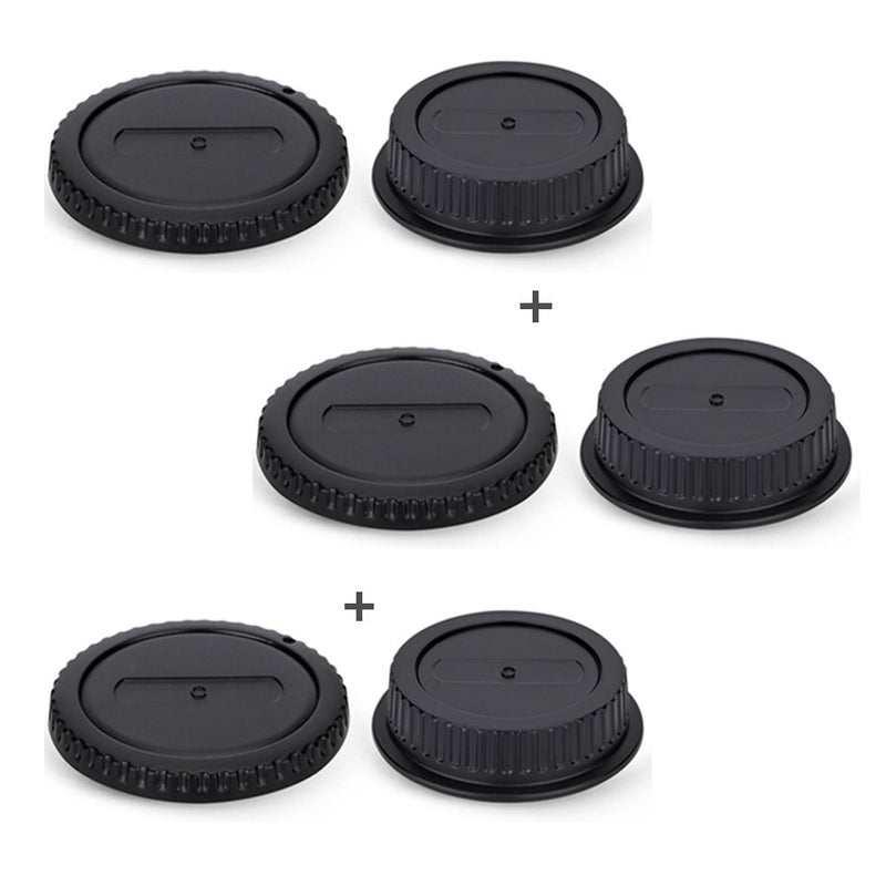 Rear Lens Cap & Body Cap Cover Set for Canon T7 T6 T5 T3 XS T7i T6s T6i T5i T4i T3i SL2 SL1 7D Mark II 6D Mark II 5D Mark IV 5DS R 1Dx Mark II 90D 80D 77D 70D,etc for Ef Ef-S Mount Lens -3 Pack 3 Pack