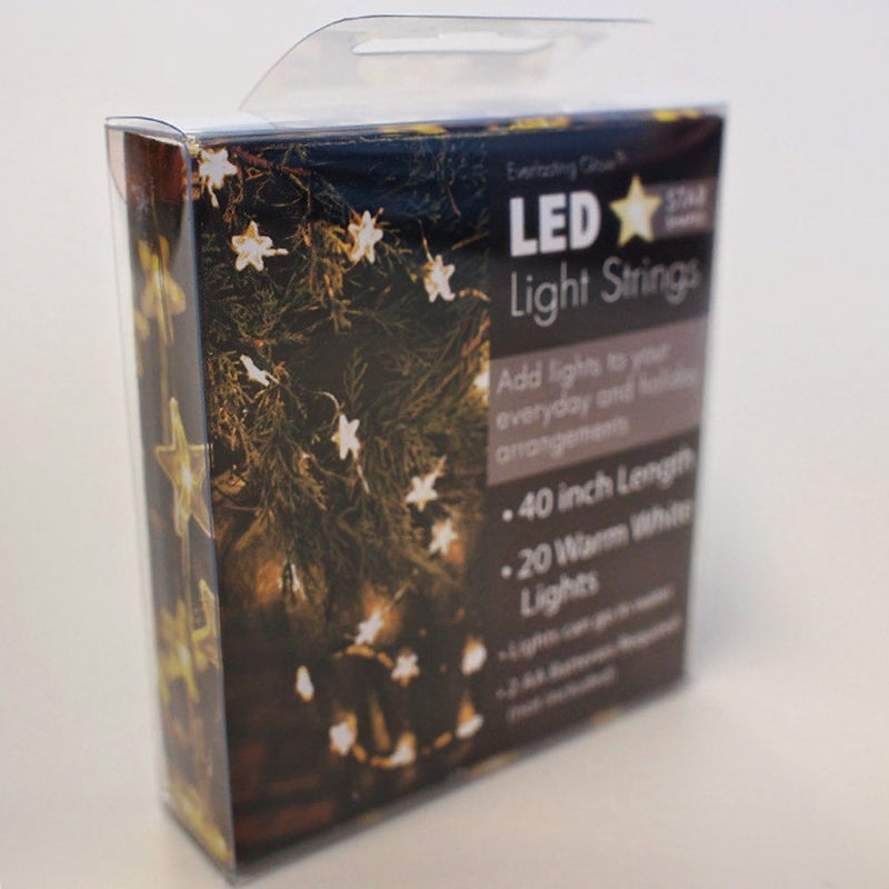The Gerson Company 40" Battery Operated LED Light String with Clear Acrylic Stars, Warm White
