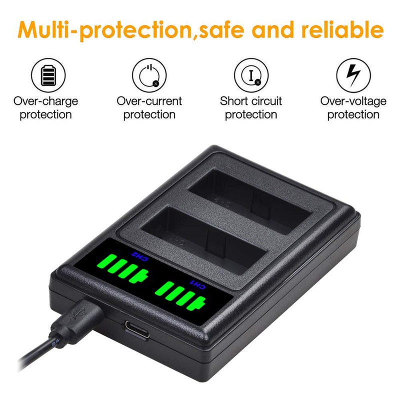 [AUSTRALIA] - LP-E10 LPE10 Battery and LED USB Dual Charger with Type C Port Replacement for Canon EOS Rebel T6 T5 T7 T3 EOS 1200D 1100D 1300D 1500D 2000D 3000D Rebel KISS X50 X70 X80 X90 2 battery +LED Charger 