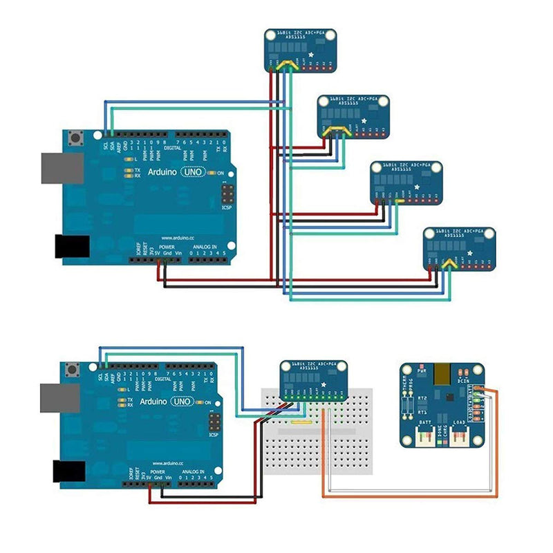 2pcs ADS1115 16 Bits 4 Channel Analog-to-Digital ADC PGA Converter with Programmable Gain Amplifier High Prcision I2C IIC 2.0V to 5.5V Bits ADC Converter Development Board for Ar duino and Raspberry