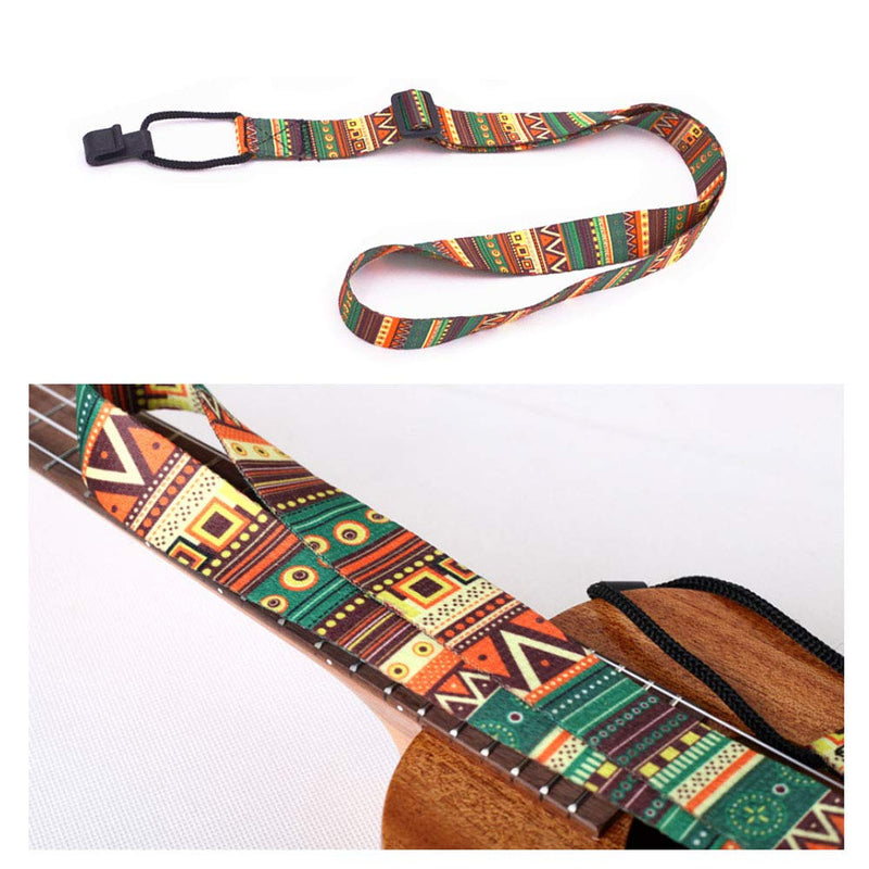 Liyafy Adjustable Woven Ukulele Strap with J Hook Retro Ethnic Printed Style Neck Belt Fit Most Size Ukulele 4Pcs