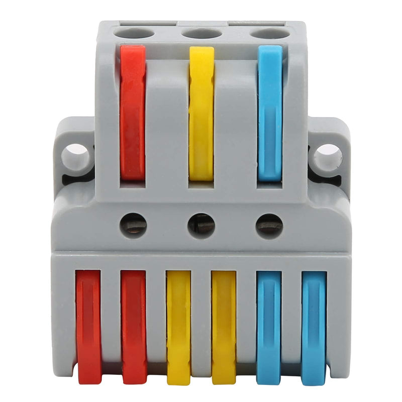 10Pcs Electrical Connectors, Lever Nut, Wire Block Clamp Terminal 3in6out Color Quick Wiring Electrical Connectors LT633