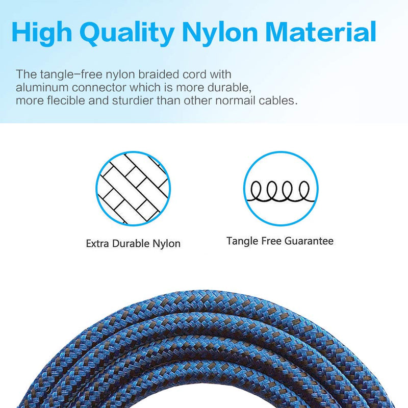 [Apple MFi Certified] iPhone Charger, 2 Pack 6 FeeT Extra Long Nylon Braided USB A to Lightning Cable Fast Charging & Syncing Cord Compatible with iPhone 12/Max/11Pro/11/XS/Max/XR/X/8/8P/7 - Blue