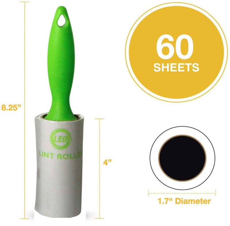 [AUSTRALIA] - Leo Extra Sticky Peel Tape Pet Hair Lint Roller, Professional Lint Remover for Clothes, Furniture, Laundry, Pick-Up Roller with Spiral Sheets, 6 Pack, 60 Sheets/Roller 360 Sheets Total 6 Mini Rollers 