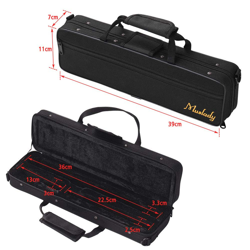 Muslady Flute Case,Flute Case Backpack Gig Bag 16 Holes C Key Box Water-resistant with Strap Top Carry Handle Cleaning Cloth