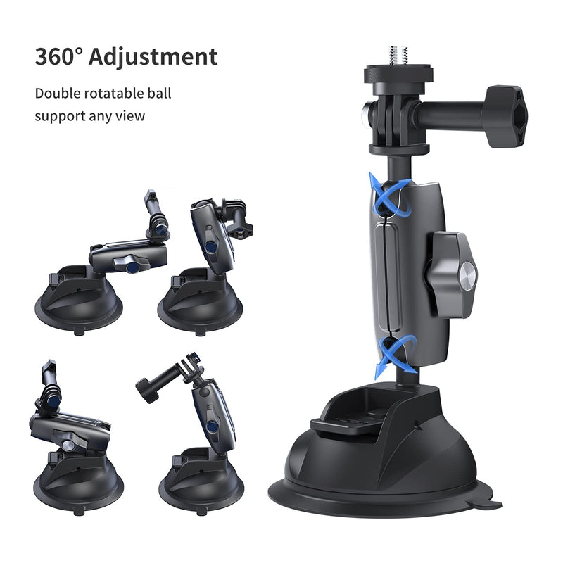 Suction Cup Mount Windshield Window Dashboard Car Mount with Phone Holder for GoPro Max Hero 9 8 7 6 5 Insta360 DJI Action 2 Osmo Pocket 2 iPhone Android