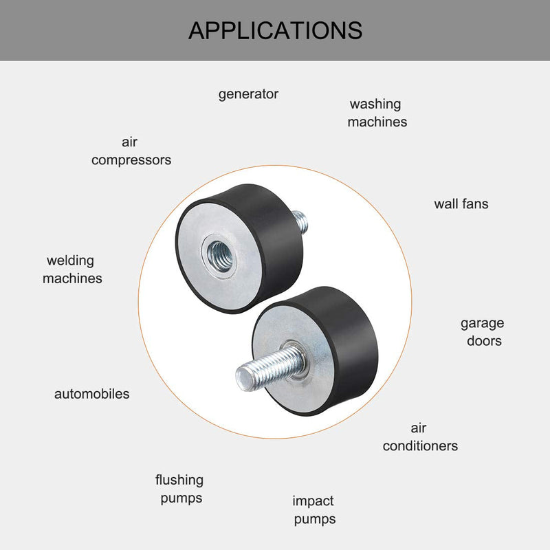 uxcell M10 Male Female Rubber Mounts, Shock Absorber, for Motor Generator Compressor Garage Reverse Osmosis Pump Impact Air Generator Car Bobbins, D40mmxH20mm M10*23 D40*H20