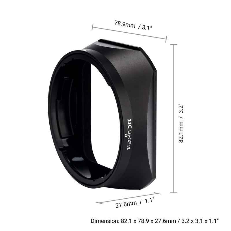 [AUSTRALIA] - JJC Metal Square Lens Hood for Fujifilm Fuji Fujinon XF 18mm f/1.4 R LM WR Lens Replaces Fujifilm LH-XF18 Lens Hood with a Hood Cap on Camera X-T4 X-T3 X-S10 X-T30 X-T20 For XF 18mm f/1.4 