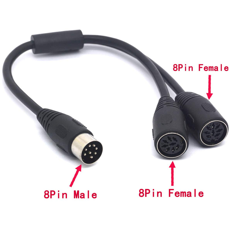 Tomost MIDI Splitter 8 Pin DIN Y Adapter Cable 1 Male to 2 Female Din Plug Large Size