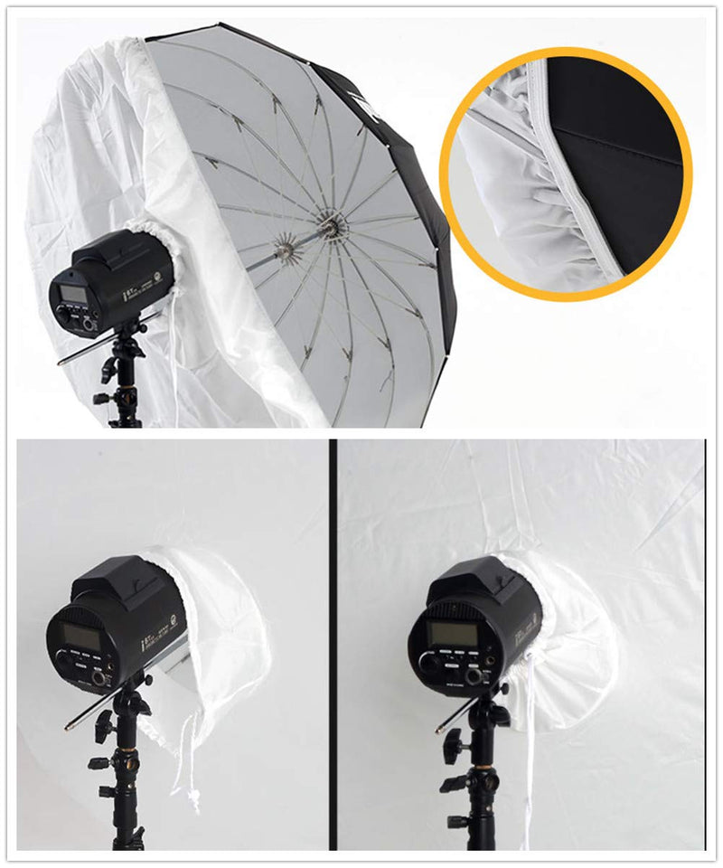 HappyGo 7-Foot Parabolic Umbrella Front Diffuser Cover,Umbrella Diffuser Soft Light Cloth for 16 Rods Black/Silver Parabolic Reflective Lighting Umbrella Fixed with Elastic Band