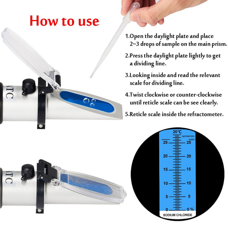 Sodium Chloride Refractometer,V·RESOURCING 0~28% Salt Analyzer Tester Salinometer for Food Salinity Measurement of Pickles