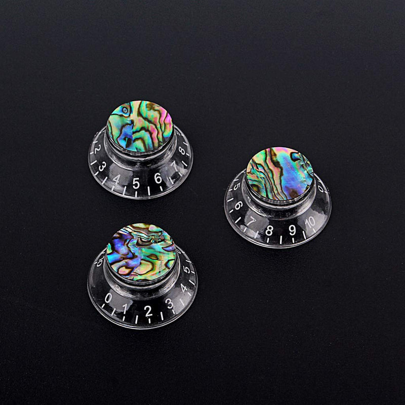 Alnicov Guitar Contral Knobs,Silver Electric Guitar Speed Knobs With Abalone Shell Tone Volume Control Knobs 3 Pack