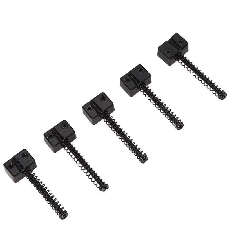 5Pcs Bass Bridge String Saddles Instrument Accessories for Bass Electric Guitar Replacement Part Spring Screws (Black) Black