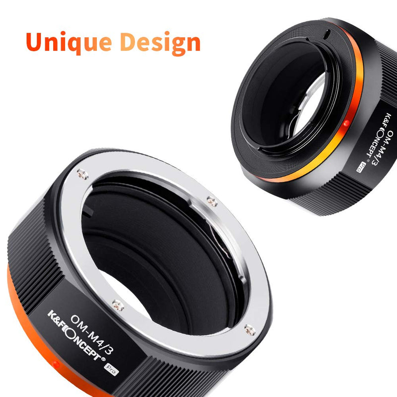 K&F Concept Lens Mount Adapter for Olympus OM Mount Lens to M4/3 MFT Olympus Pen and Panasonic Lumix Cameras OM-M4/3