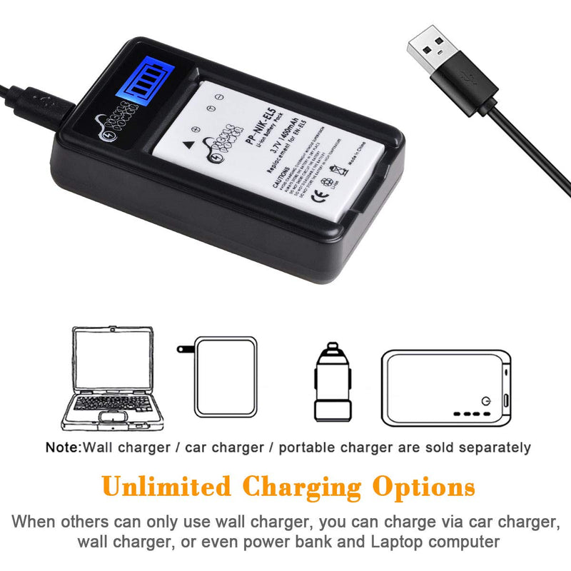 EN-EL5 Camera Battery 3 Pcs & Pickle Power MH-61 Battery LCD USB Charger Kit Work with Nikon Coolpix 3700 4200 5200 5900 7900 P3 P4 P80 P90 P100 P500 P510 P520 P530 P5000 P5100 P6000 S10 Cameras.