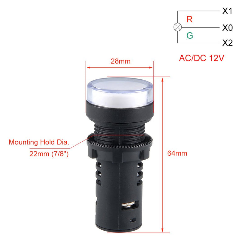 [AUSTRALIA] - uxcell Red/Green Indicator Light AC/DC 12V, 22mm Panel Mount, Dual-Color, for Electrical Control Panel, HVAC, DIY Projects 