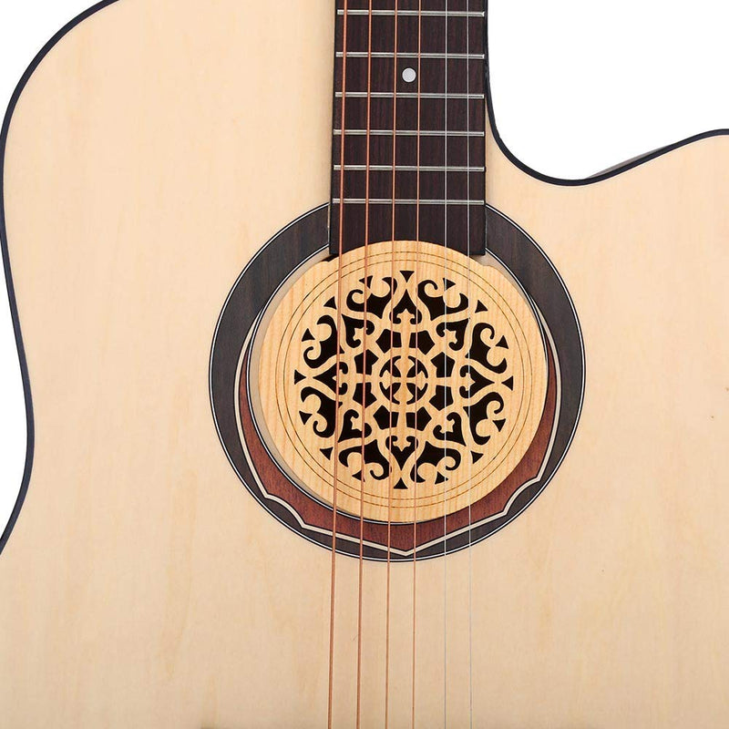 Wooden Guitar Soundhole Sound Hole Cover Guitar Block Protector Cover Made of Wood and Sponge for Acoustic Classic Guitar 41 Inch(Window grille) Window grille