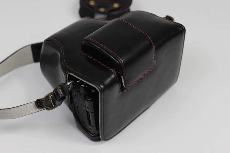 X-S10 Case, BolinUS Handmade PU Leather Fullbody Camera Case Bag Cover for Fujifilm Fuji X-S10 XS10 with 15-45mm Lens Bottom Opening Version + Neck Strap + Mini Storage Bag (Black) Black