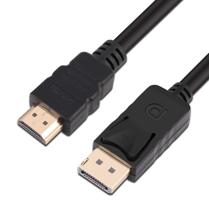 KIN&P DisplayPort to HDMI 6 Feet Gold-Plated Cable,DP to HDMI Adapter Male to Male Black Cable (6ft) 6ft