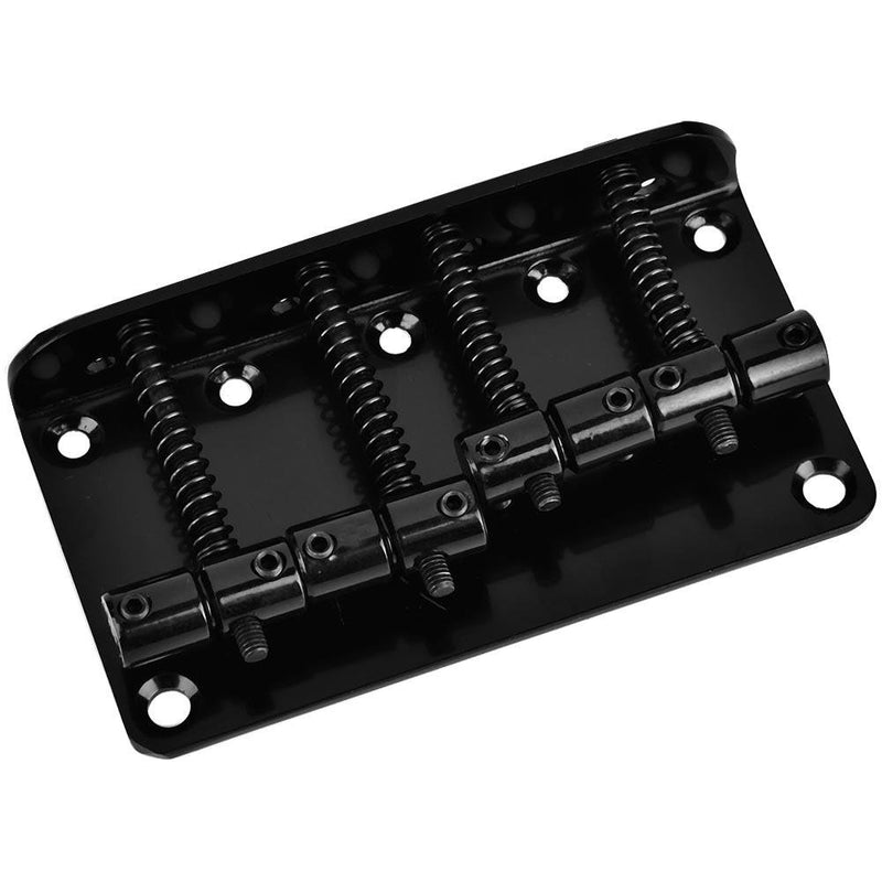 Tbest 4 String Bass Guitar Bridge, Professional Metal Four-String Bass Bridge for 4-String Electric Bass Guitar Black